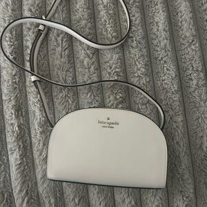 Kate Spade New York White Saffiano Leather Dome Crossbody Bag Gold Hardware